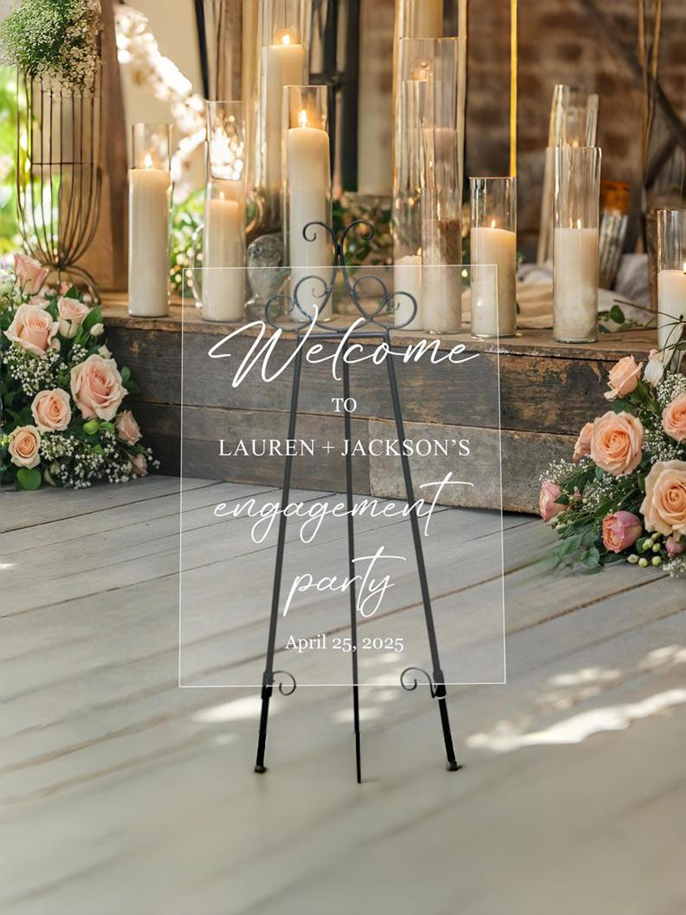 Custom Acrylic Welcome Sign for Engagement Party
